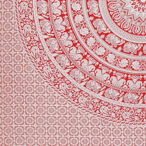 Image of Opulent Collection Double Bedsheet with 2 Pillow Cover | 100% Cotton Bedsheets for Double Bed | Handloom Bedsheet | Size 86x90 inches | King Size (90X102 Inches) (Cadmium Red, King)