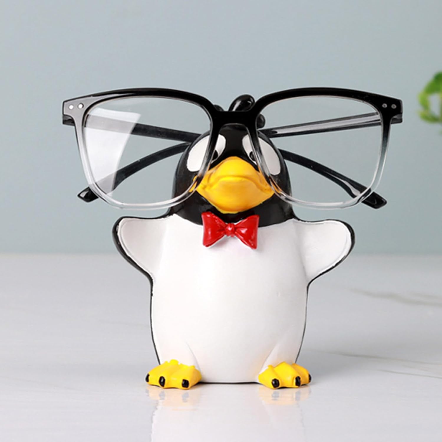Eyeglass Holder Stand Cartoon Penguins Eyeglasses Display Rack Resin Eyewear Organizer Animal Shape Sunglasses Holder, 10x7.2x12.5cm