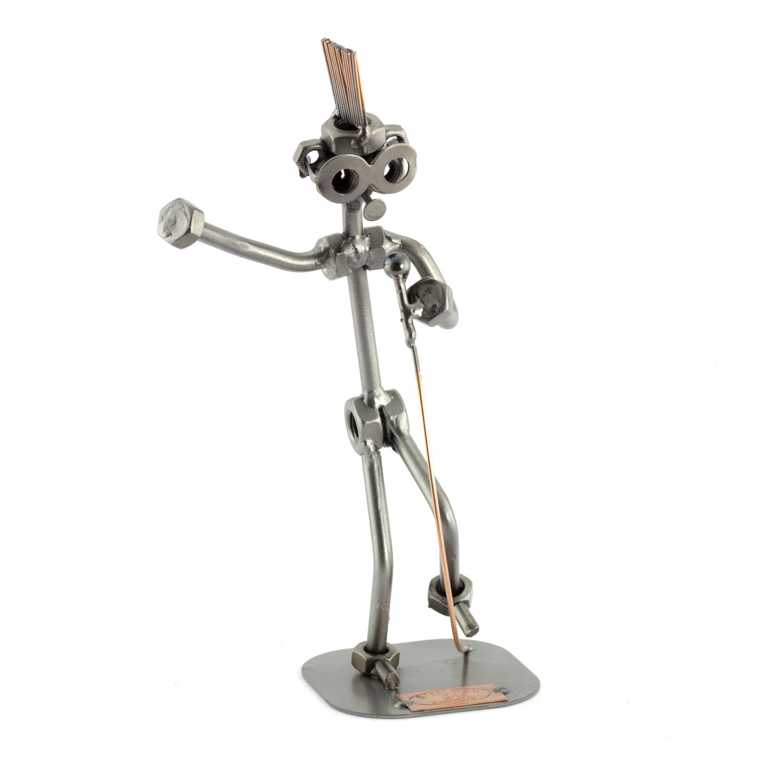 Steelman24 I Omini di Viti Cantante con Piastra di Incisione Personale I Idee Regalo Originale I Soprammobili in Metallo I Modellino