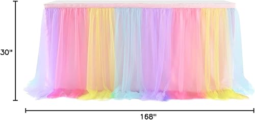 Miniatura 72 de Suppromo - Falda de mesa con tutú de calidad superior, con 3 capas de malla, plisada, de tul, para fiestas, bodas, baby shower, fiestas de Rosa