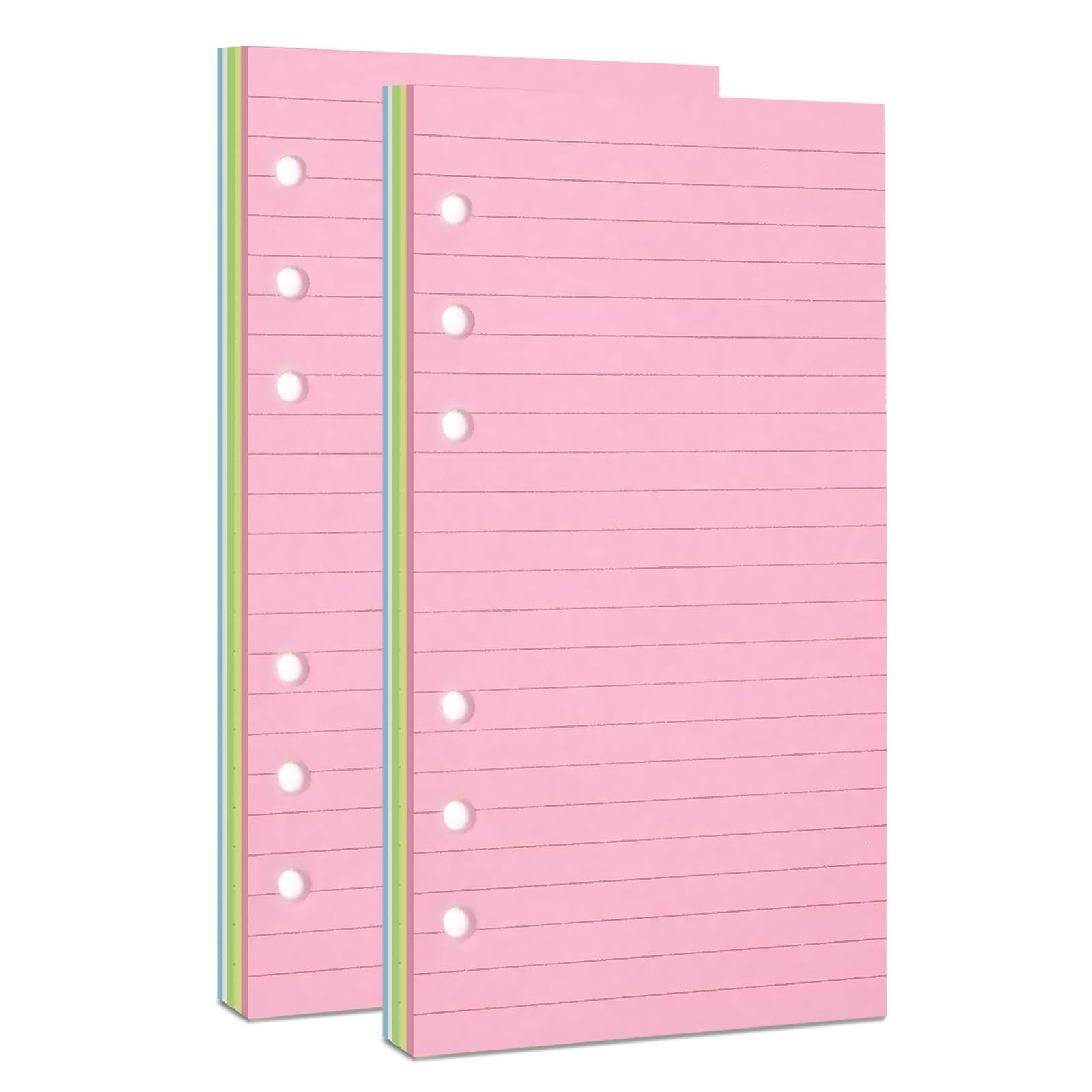 Mafegu A6 Planner Inserts,Colorful Line Journal Fillers for 6-Ring Binder,5-Color Loose Leaf Planner Filler Paper (100, A6-LINED)