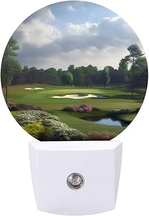 SLKFJEWT Decorative Night Lights Plug Into Wall,Golf Course LED Round ...