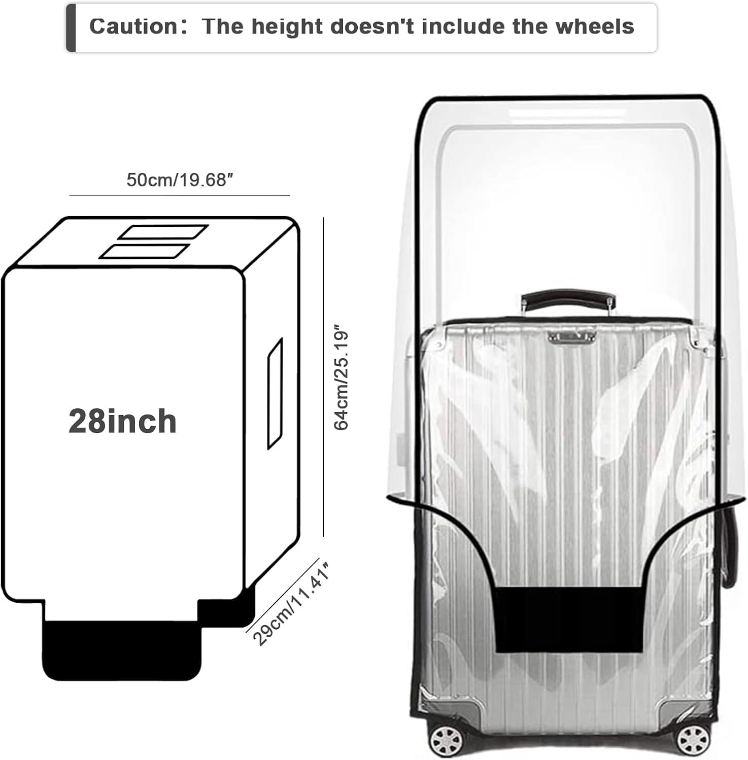 JZRSuitcase 28-inch Luggage Cover Protector Clear PVC Waterproof Suitcase Covers, Travel Luggage sleeves protective Tsa Approved - Image 4