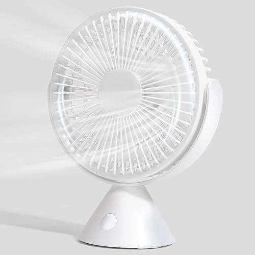 WSJSYH Ventilador de mesa pequeño con ajustes de 3 velocidades, batería recargable de 4000 mAh para un uso más largo, flujo de aire fuerte y
