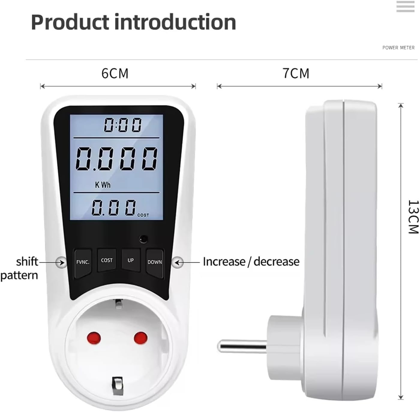 Digital power meter socket analyzer (EU, France, USA)(US Plug-W)