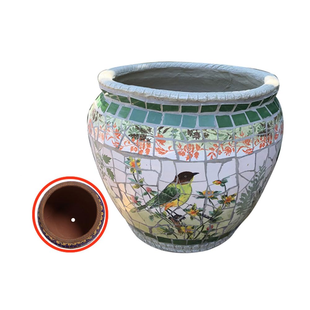 DFGHNBVC Large Flower Pot Planter, Outdoor/Indoor Unbreakable Ceramics Flowerpot Country Courtyard Garden Decoration,White