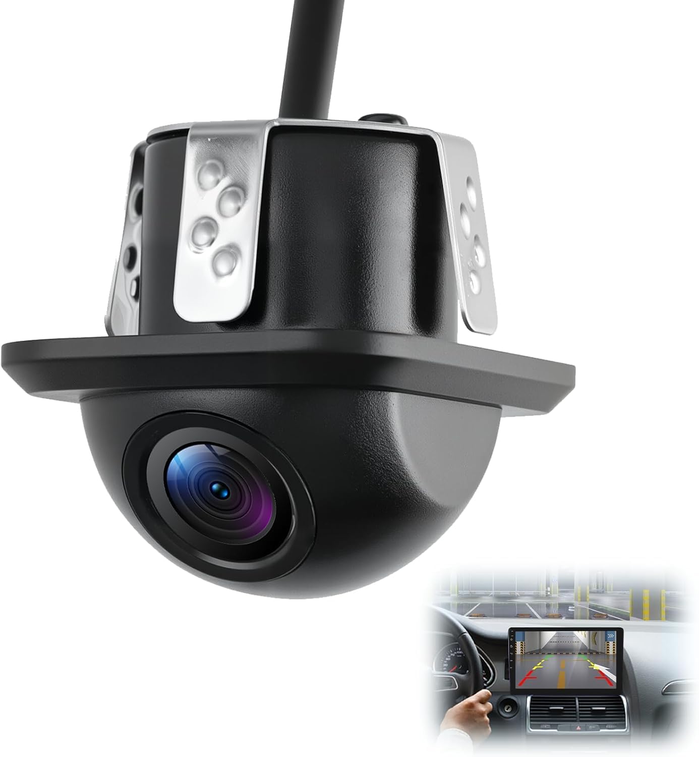 Cámara de Visión Trasera para Coche, 170° Gran Angular Impermeable IP68, Lente HD con Visión Nocturna y Líneas de Aparcamiento, Asistente de Marcha Atrás Universal para Bus/RV/Camión/Remolque — view 7