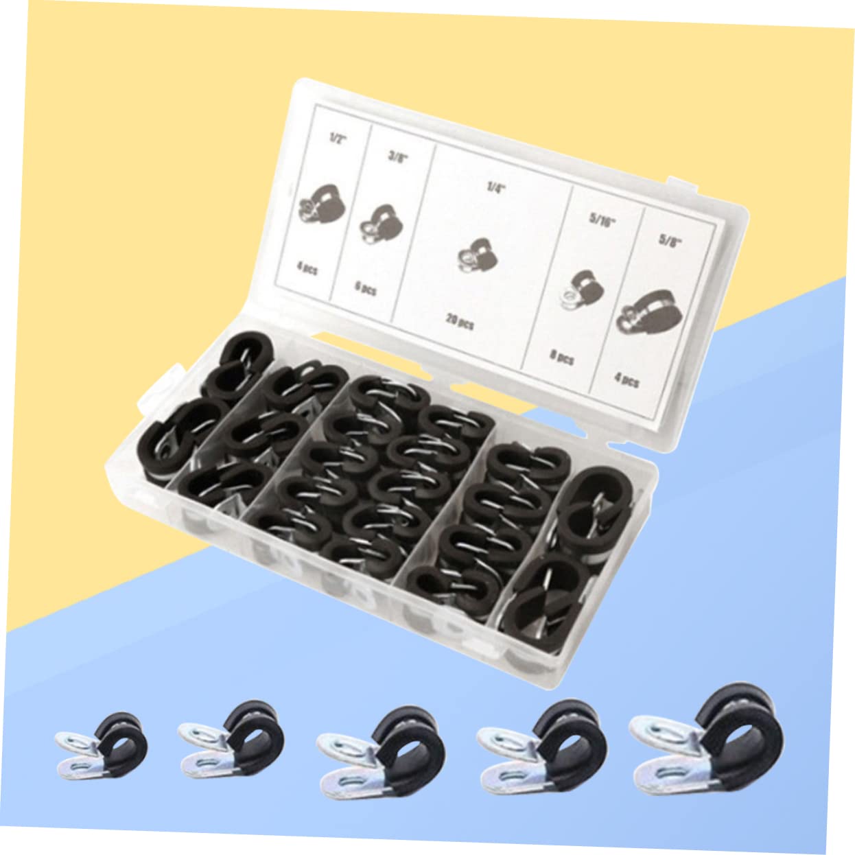 42 Stück Teiliges Schlauchschellen Set mit Gummi Verstellbare Schlauchklemmen für Luft und Wasserschläuche Geeignet für Fahrzeugkraftstoffleitungen Silikonschläuche