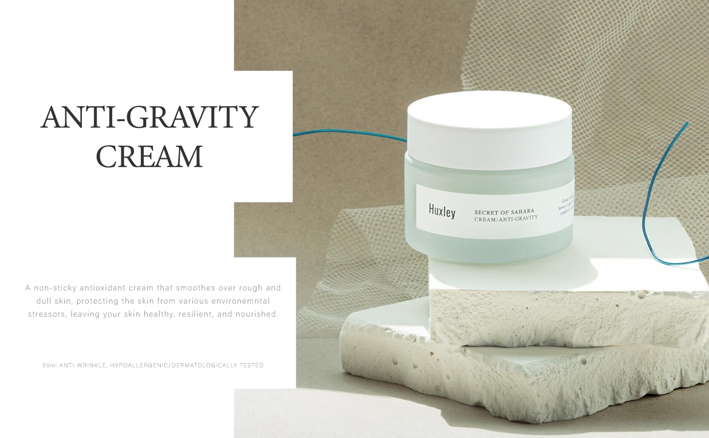 Huxley Secret of Sahara Anti-Gravity Cream, Anti-Aging Hydrating Face Moisturizer, K-Beauty, Organic Prickly Pear Seed Oil and Cactus Extract, Vitamin E, Non-Sticky Balm-Cream | 50 mL / 1.69 fl. oz.