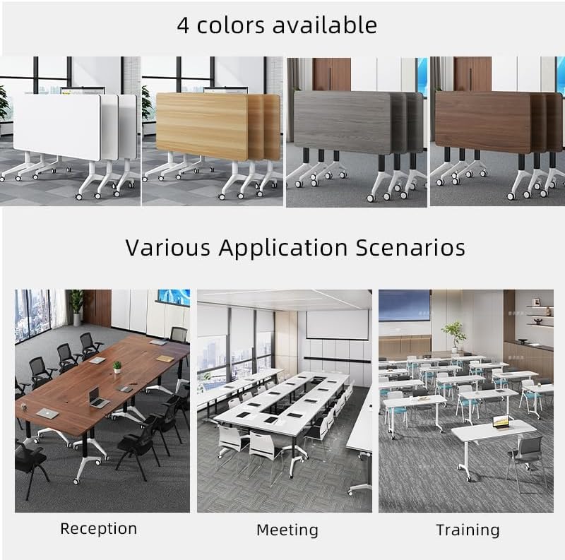 Conference Table, Folding Conference Room Tables with Flip-Top Design, Mobile Seminars Dynamic Meetings Training Tables for Offices, Classrooms, and Meeting Room (Walnut, 63×23.6×29.5in)