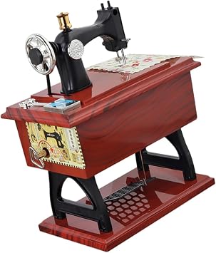 Mechanical Sewing Machine Music Box Vintage Style Hand Crank Musical Ornament for Home Decoration for Birthdays Day and Special Occasions