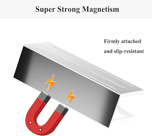 Miniatura 5 de SHINEWON Estante magnético para especias para refrigerador, estante magnético para refrigerador con 8 ganchos, estante magnético de cocina, estante