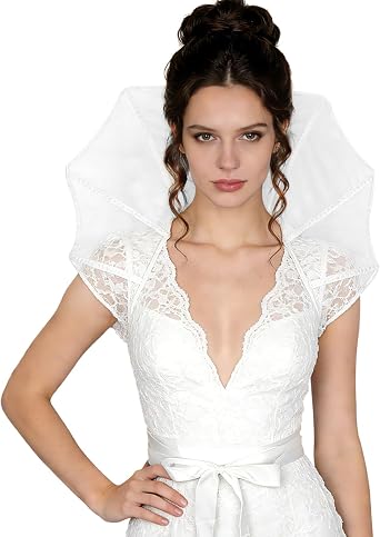 Gothic Victorian Lace Stand Up Collar with Boning Vampire Queen Neck Collar for Halloween Cosplay