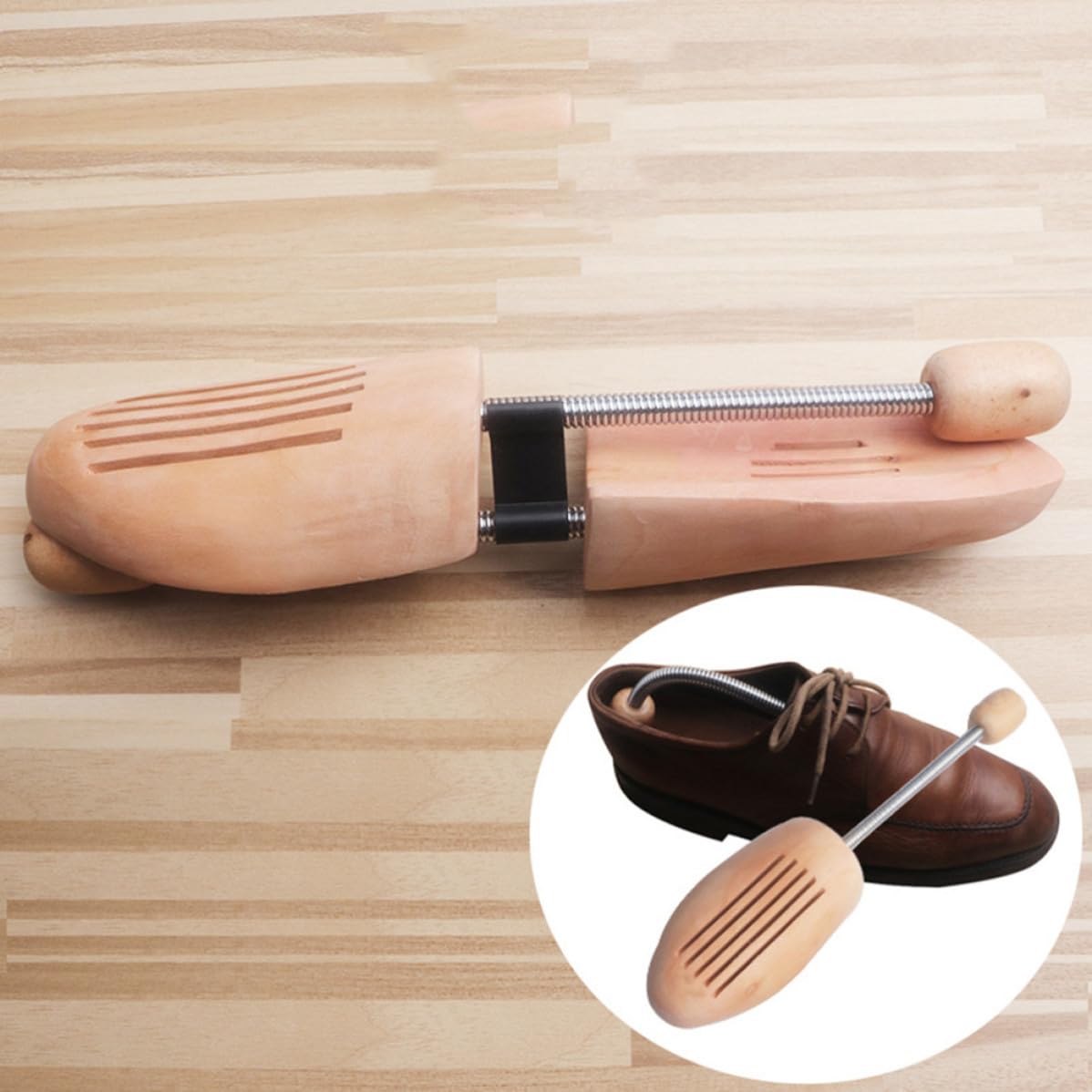 TOYANDONA 4 Pares de Hormas Ajustables de Madera y Metal para Zapatos, Diseño Resorte, Preventores de Arrugas para Hombre y Mujer, Talla 39-40