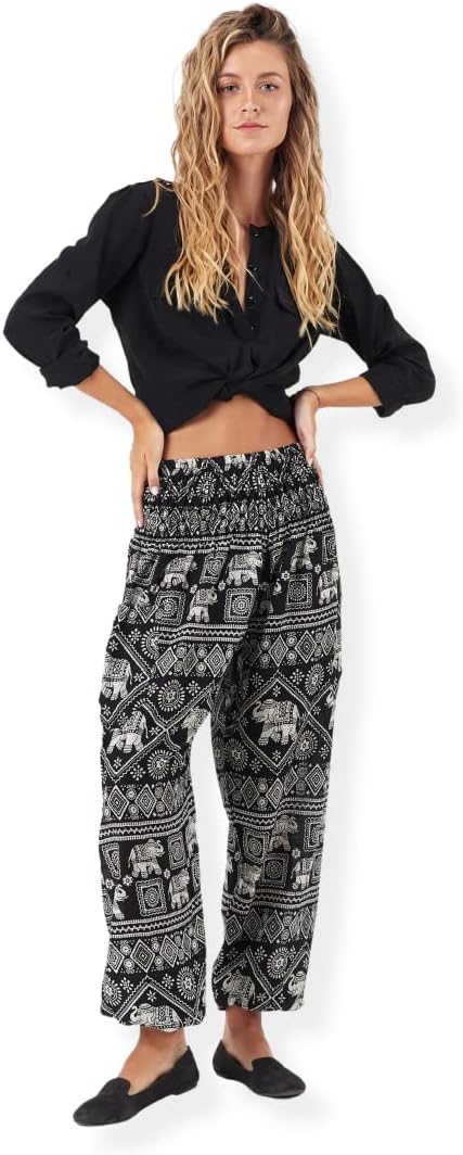 Happy Trunks Harem Pants for Women/Women’s Yoga Pants with Pockets (S-XXL) Hippie Clothes/Boho Clothes for Women/Beach Lounge