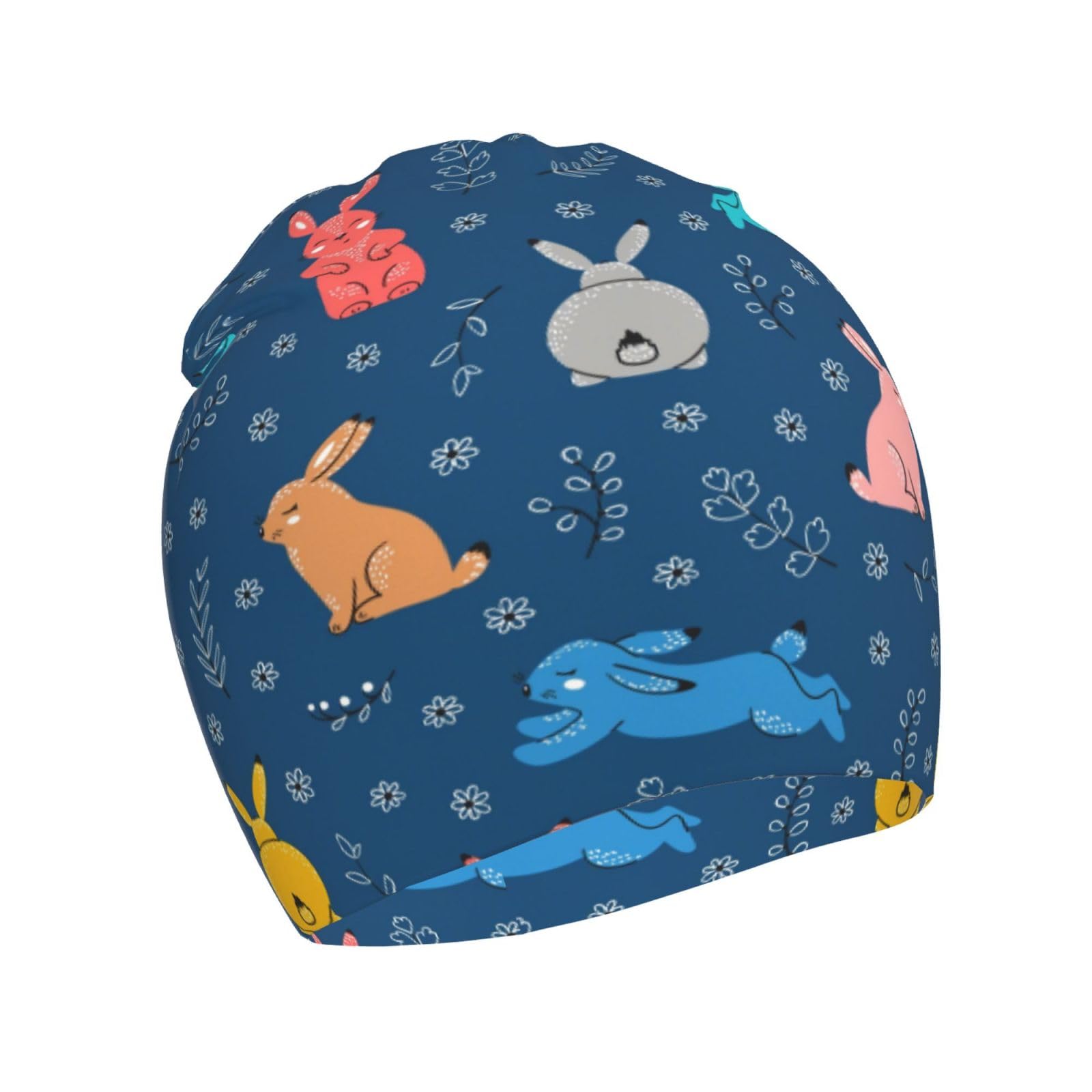 Cute Rabbit Pattern Kids Beanie Hats Warm Knit Beanie Cap Skull Caps Gifts Decor for Boys Girls White