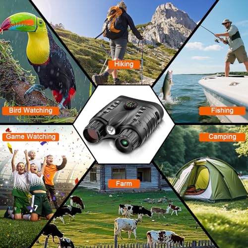4K Night Vision Goggles for Kids, 36MP Full-Color Night Vision Binoculars 8X Zoom 850nm Stealth IR for All Black Observation-Gift with Compass, Photo & 4K Video Recording, 3.2" Screen and 32GB Card by Rumyums - Image 3