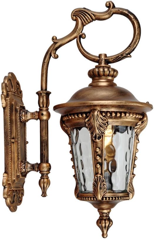HJZY Single Head Outdoor Wall Light European Style Wall Light Lamp Villa Garden Wall Lantern Aisle Antique Outdoor LED Balcony Corridor Wall Light Sconces Outdoor Indoor Lighting AC 110~240V ( Color : Brass )