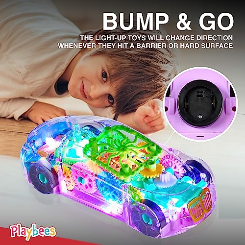 image for Playbees Light-Up Transparent Car Toy, Toys for Autistic Kids Ages 3-5