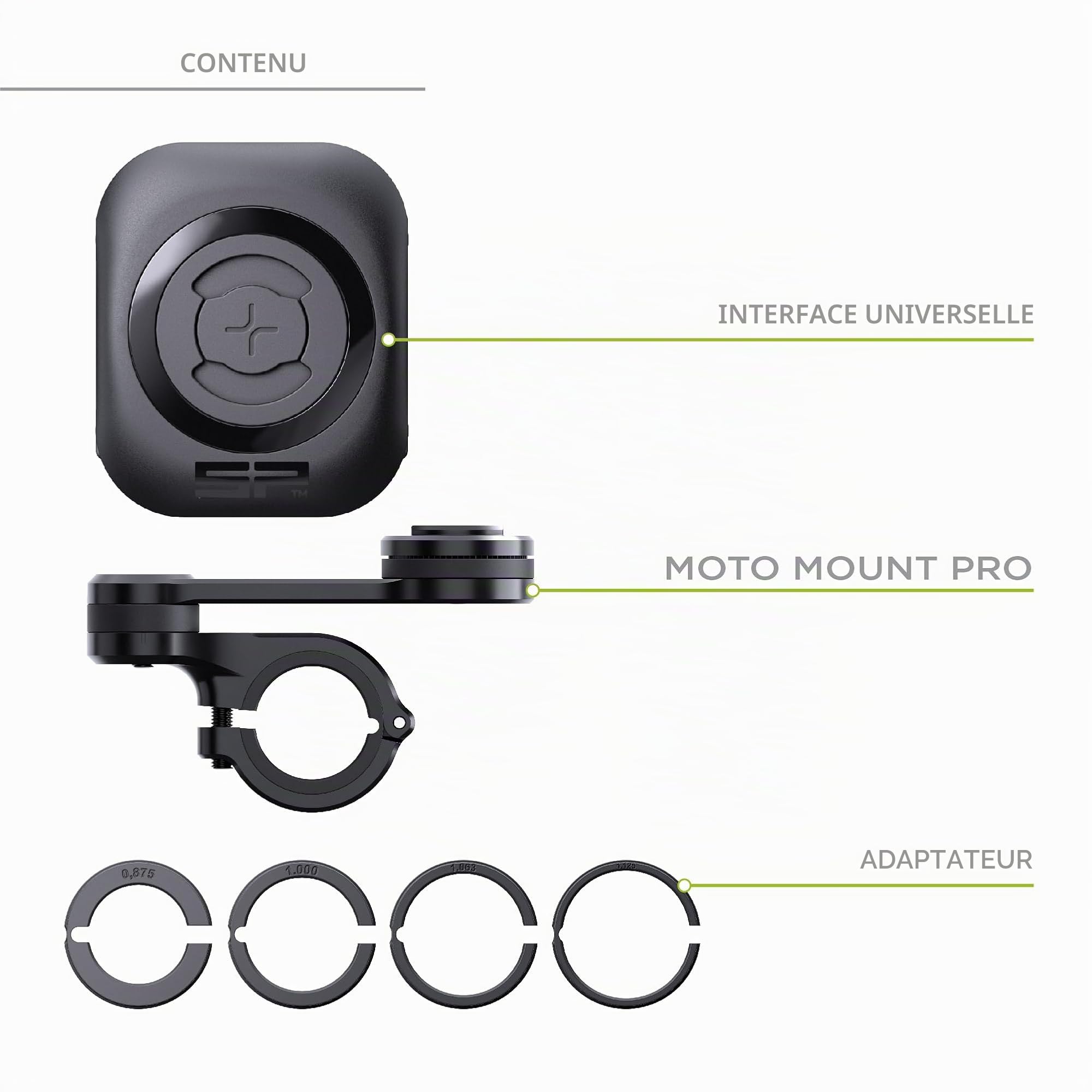 SP Connect Support Universel de Téléphone Portable pour Moto - Support Smartphone pour Moto et Cyclomoteur - Verrouillage Rotatif, Prise en Pince Solide - Accessoire pour Motards