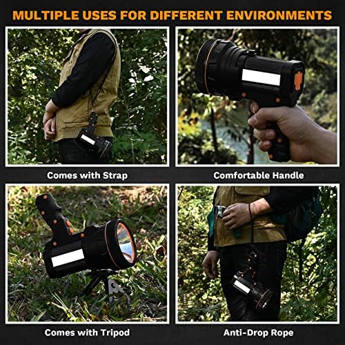 High Power Rechargeable Flashlight 7800 Lumens Super Bright Handheld Strong Spotlight Flashlight with 5 Lighting Modes, IPX4 Waterproof (Black)