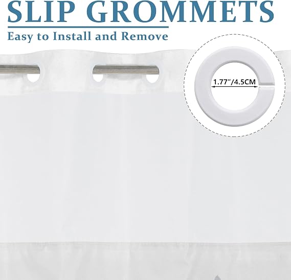 AWERT Forest Blue No Hook Shower Curtain with Snap in Liner Misty Mountain Double Layer Shower Curtain for Bathroom Fabric Waterproof Liner 71 Wx74L
