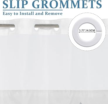 AWERT Forest Blue No Hook Shower Curtain with Snap in Liner Misty Mountain Double Layer Shower Curtain for Bathroom Fabric Waterproof Liner 71 Wx74L