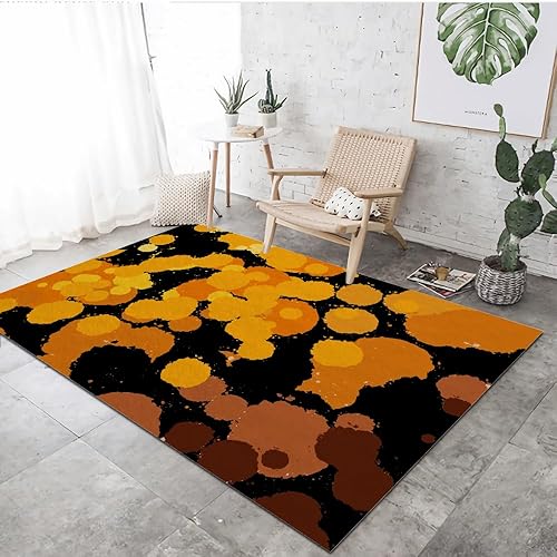 Miniatura 2 de Orange Retro Rug,70S Hippie Retro Vibes Washable Non-Slip Rubberback Rug, Non-Shedding Low-Pile Floor Carpet for Living Room,Bedroom,