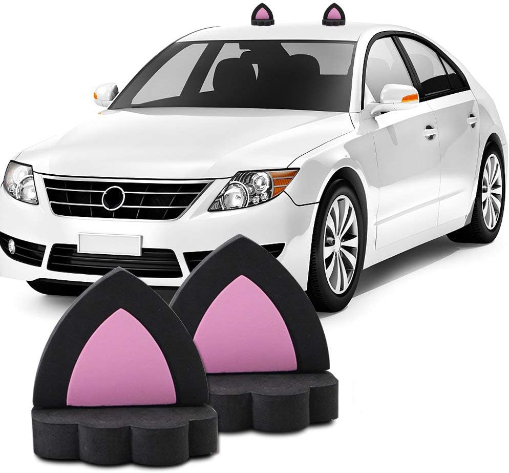 YGMONER 3D Cat Ear Car Roof Decoration - Cute EVA Foam Sticker for Auto Exterior Kitten Car Styling Decor Accessories (Black)