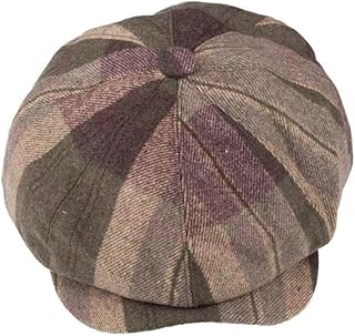 The Tie Hub Green Checked Wool Flat Cap for Men Stylish Newsboy Baker Boy Cap Warm Winter Hat Vintage Smart Casual Wear
