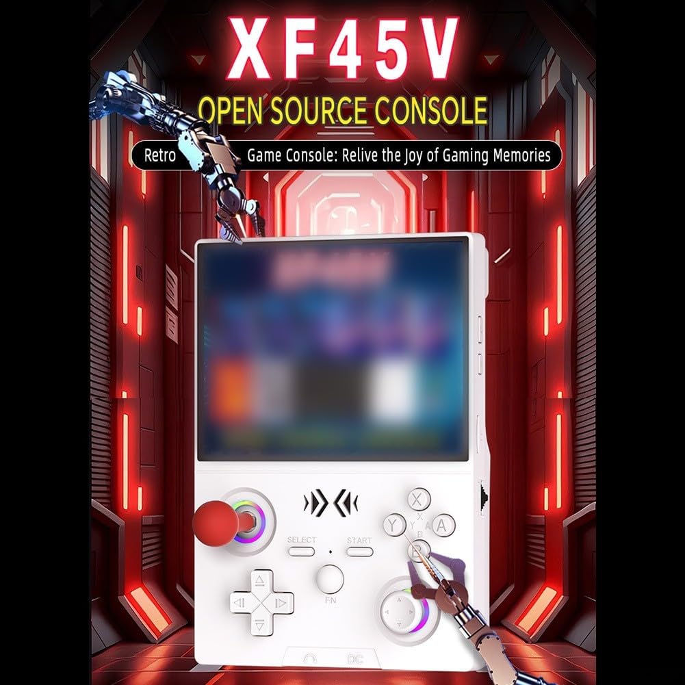 Handheld-Spielekonsole mit 11,4 cm (4,5 Zoll) IPS-HD-Bildschirm, 18000+ klassische Spiele, Dual-Core-CPU und abnehmbarem Joystick (Gay)