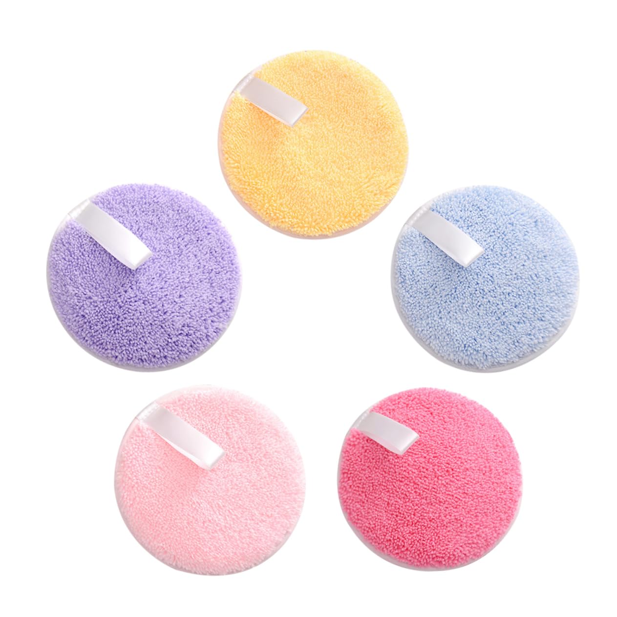 FOMIYES 5pcs Round Makeup Face Cleaning Pads Washable Cosmetics Accessories Gentle Makeup Washcloths Soft Puff for