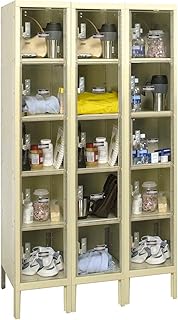 Hallowell Global Clear View Locker Five Tier 12x12x12-15 Doors Unassembled - Tan