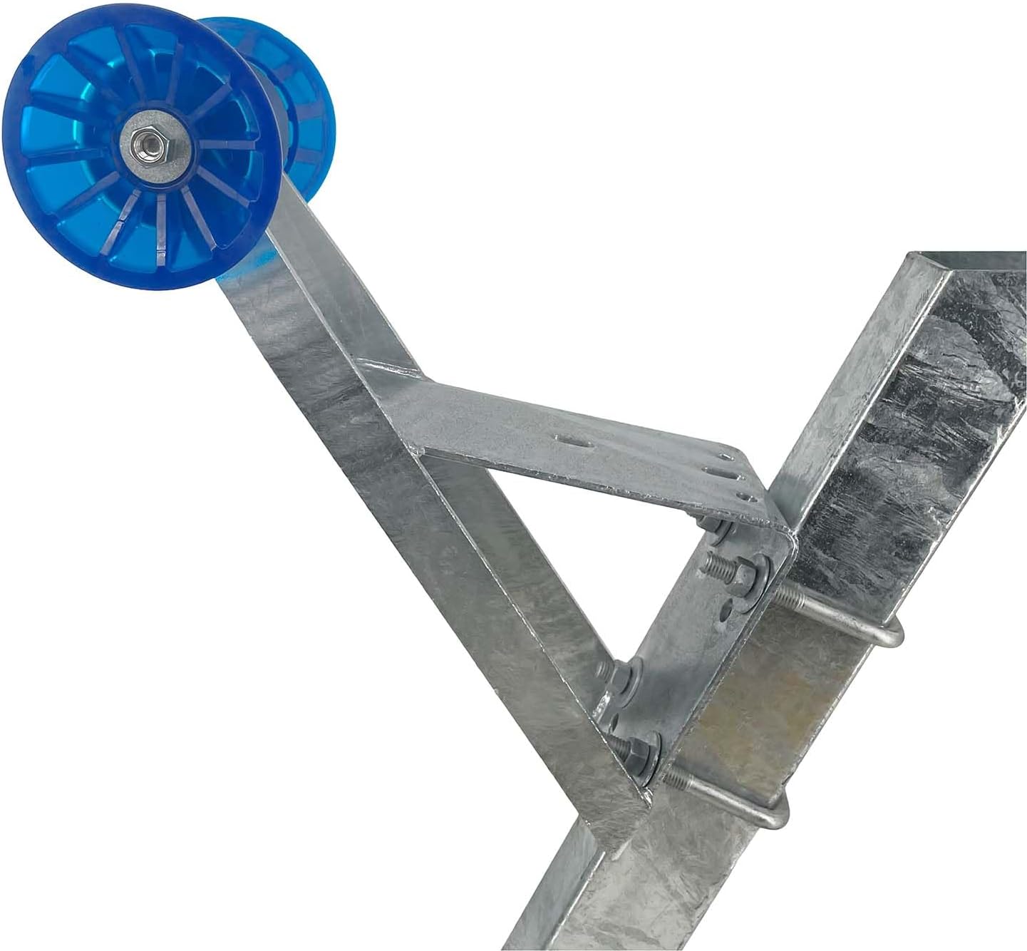 Sturdy Built Boat Trailer Winch Seat with Blue PVC Roller and Bells for 2 inch and 3 inch Winch Posts, 27002