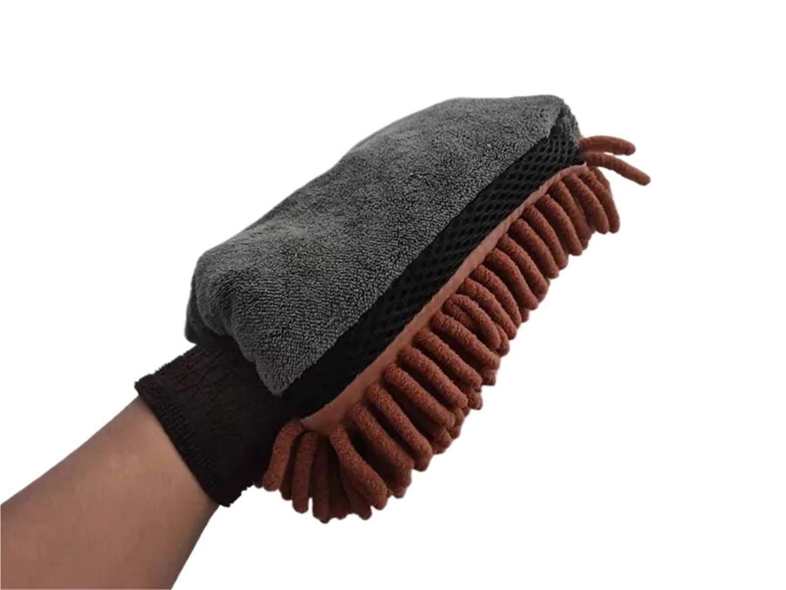 MDSRFGN Car Wash Mitt Waterproof Car Wash Microfiber Gloves Thick Cleaning Mitt Wax Detailing Brush Double-faced Glove(Brown)