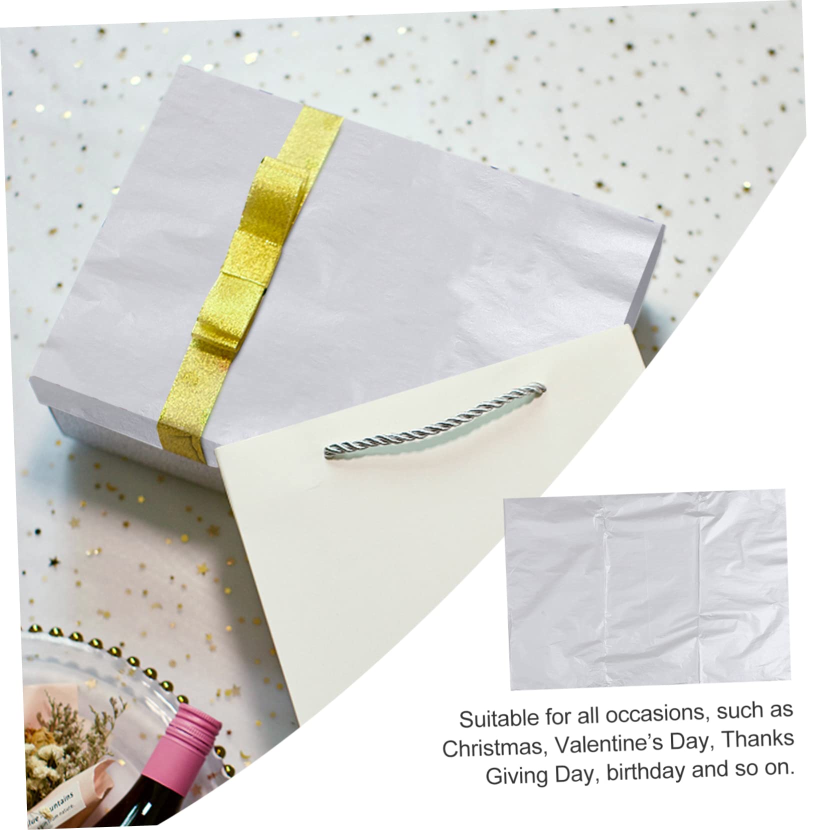 Carta Velina per Pacchi Regalo 100 Pezzi Argento per Confezioni