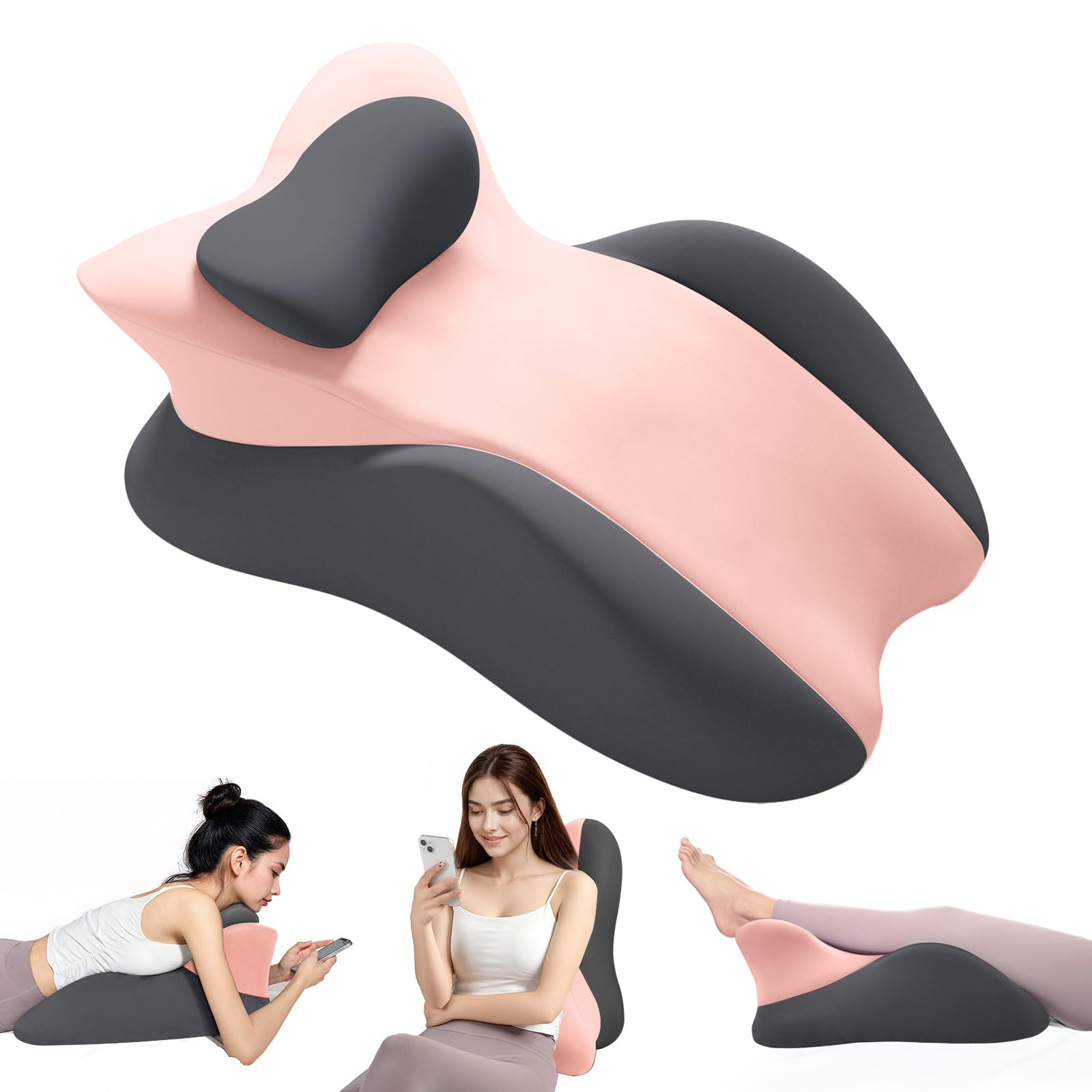 Cuscino a Cuneo in Memory Foam per Posizione Prona, Cuscino da Lettura per Testata del Letto, Cuscino da Letto per Sedersi, Sollievo dal Dolore alla Schiena, Collo e Gambe, Ideale per Coppie 58cmx38cm