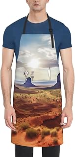 Landscape of Monument Valley printed Waterproof apron with Pocket Adjustable Kitchen Cooking Apron
