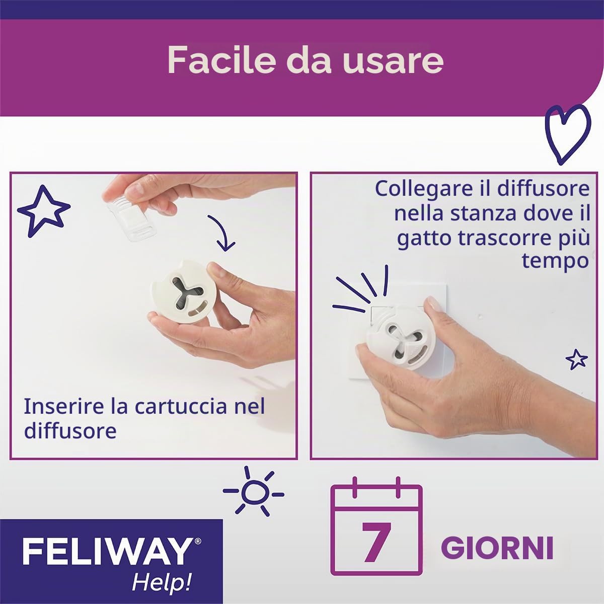 FELIWAY Help! XXX 7 Giorni - 3 Cartucce per Diffusore di Ferormoni Apaisanti per Gatti (XXX 340 MG) - Aiuta a Calmare il Tuo Gatto Quotidianamente o Durante Eventi Stressanti Occasionali