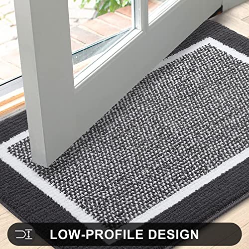 Colorxy Indoor Door Mat, Non-Slip Absorbent Resist Dirt Entrance Mat, Durable Low-Profile Inside Floor Mats, Washable Front Entry Doormats For Entryway, 32''X20'', Dark Grey #TOP7