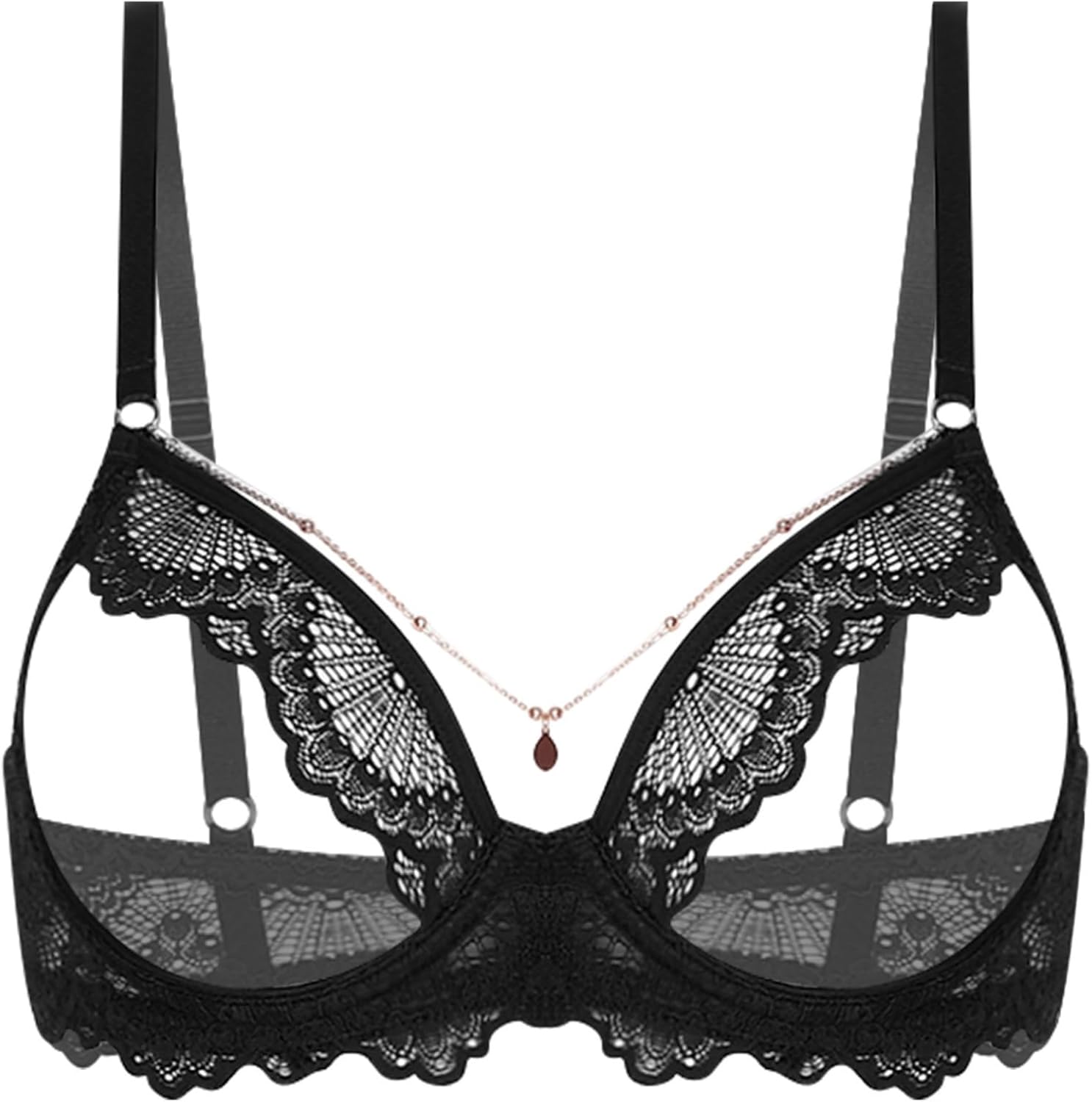 Linjinx Adult Women's Bra Cupless Balconette Hollow Cage Bra Tops Adjustable Shoulder Straps Exotic Apparel Bras