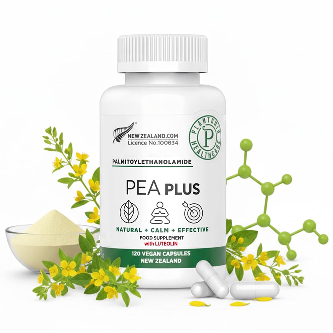 New Zealand - Palmitoylethanolamide 600mg + Luteolin - Micronized Pea Supplements - 120 Vegan Capsules