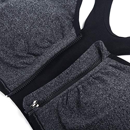 Yeyele Women Zip Front And Removable Pads Tank Top Racerback Sports Bra(Gray,Xl) #TOP6