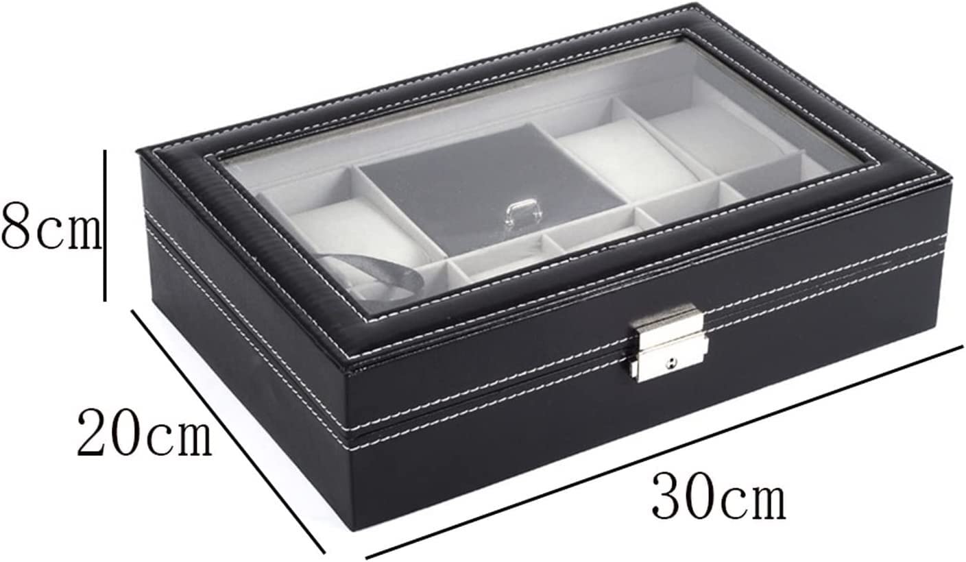 Caja De Reloj Caja de reloj con 8 ranuras, caja de joyería para anillo de hombre, caja de exhibición de reloj, caja de almacenamiento, organizador de almacenamiento de reloj Estuche Para Relojes ( Col