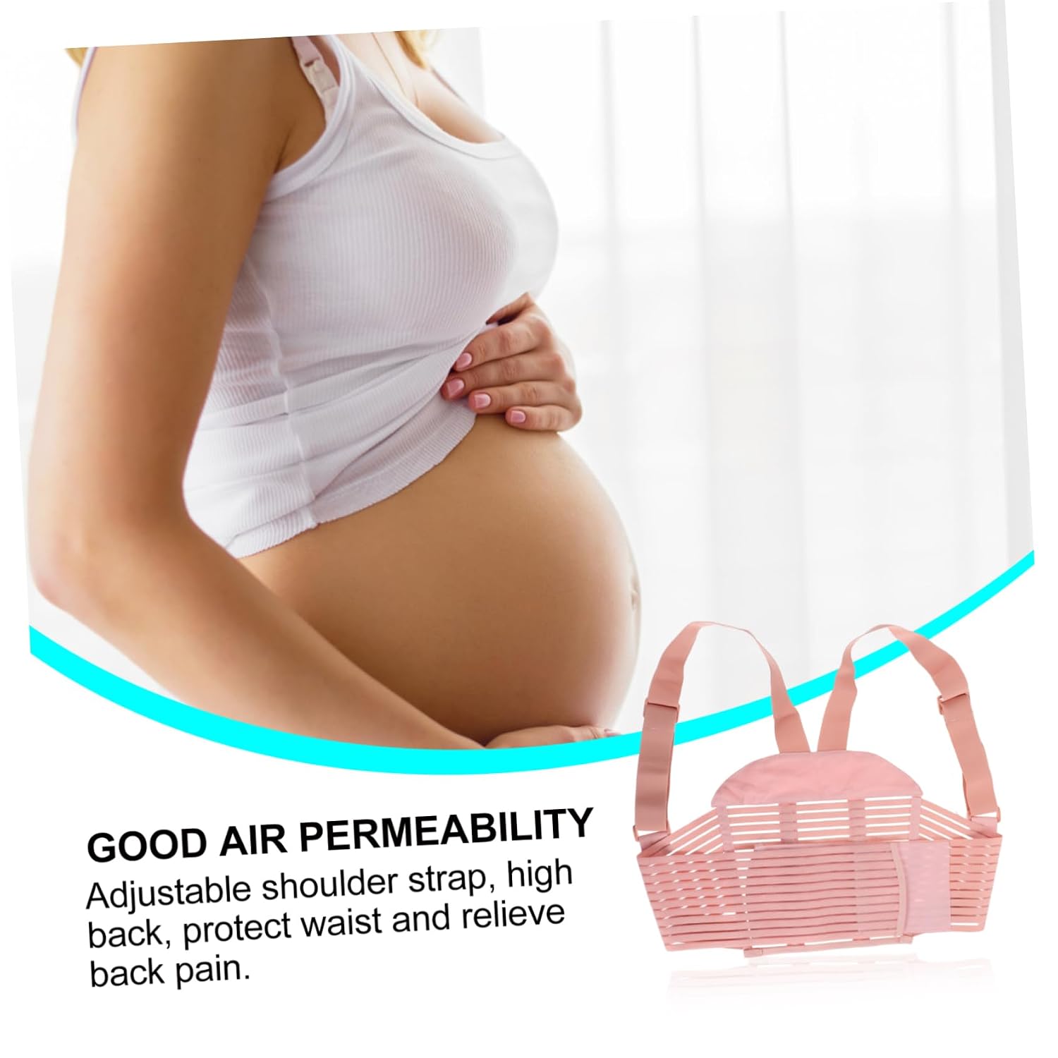 BESTYASH Adjustable Maternity Belly Support Band with Wide Shoulder Straps Breathable Pregnancy Back and Belly Band for Pain Relief and Daily Activities Pink Xl