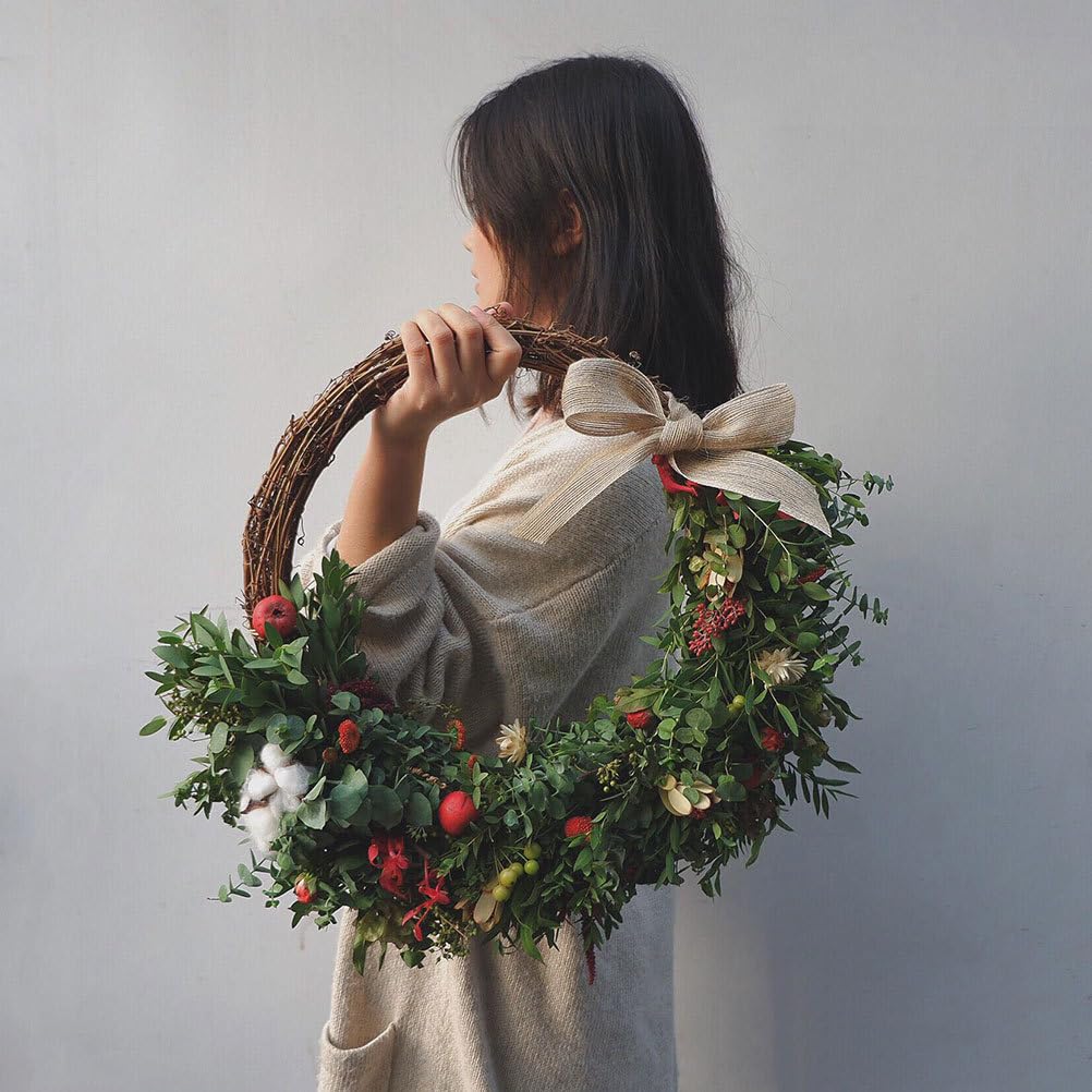 Operitacx 5 Stück natürliche Weinreben-Kränze, 24,8 cm, Rattan-Kranz, Weinzweig-Kranz für Bastelarbeiten, Weihnachtsdekoration, Hochzeit und Party
