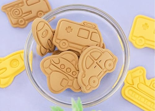 Miniatura 8 de MayeBridge Juego de sellos de galletas de plástico cohete de 8 piezas, conjunto de moldes de galletas para vehículos, herramientas de cocina para