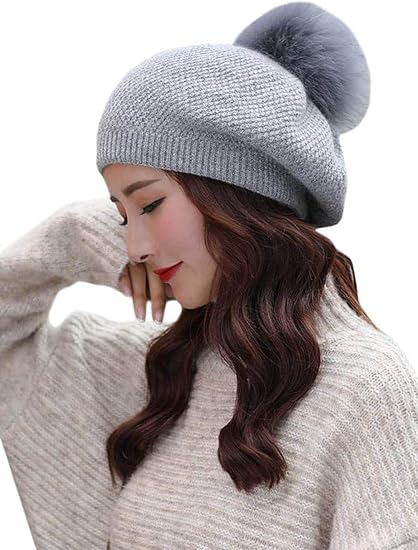 Amazon Shuming ニット帽 レディース ボンボン ベレー帽 ニット 防寒 あったか 帽子 カジュアル 保温 おしゃれぼうし かわいい 小顔効果 ベージュ 秋 冬 Freesizeグレー ニット 通販