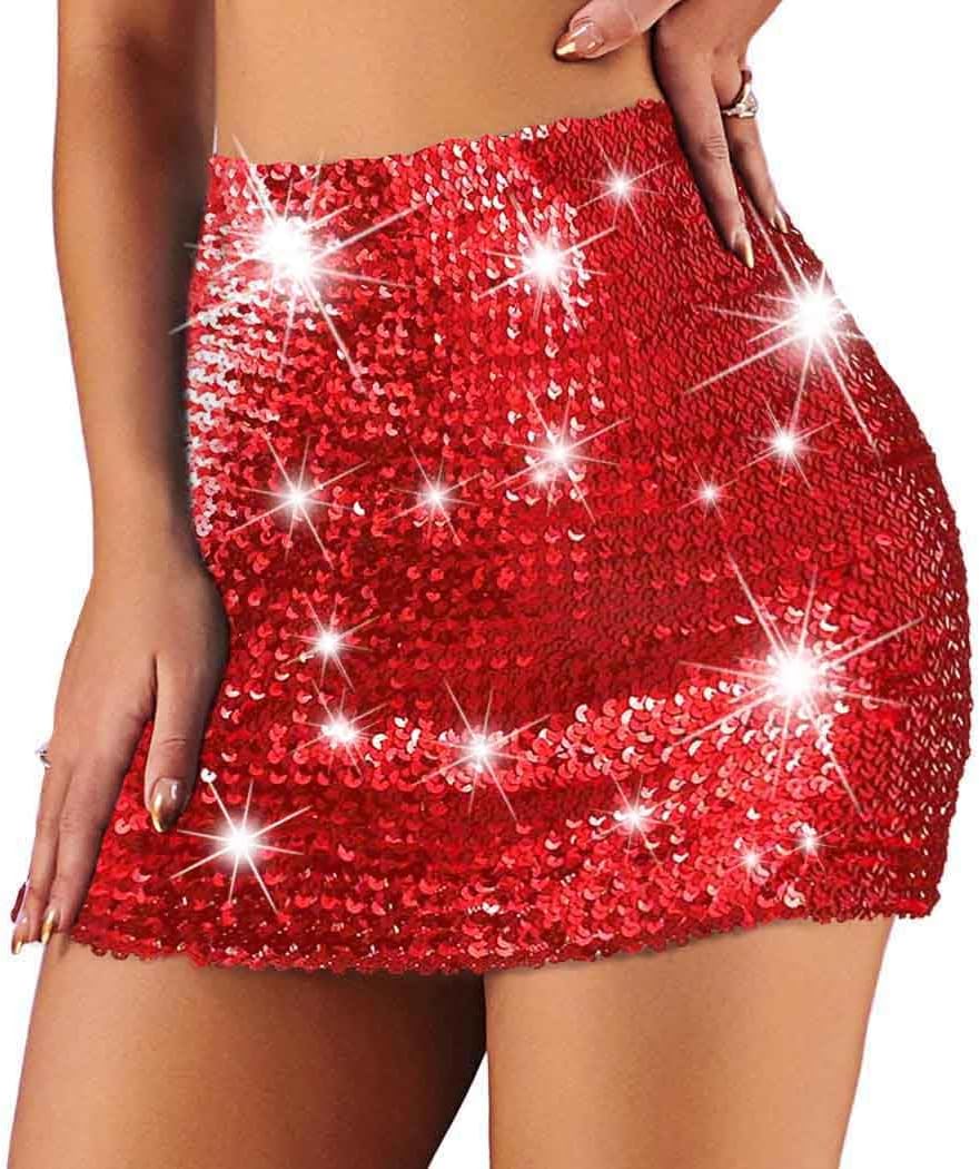 Zoestar Sparkly Sequin Skirt Purple Glitter Mini Skirts Shiny Belly Dance Hip Scarf Halloween Costume Outfits for Women