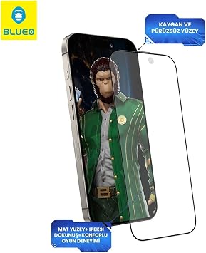 Blueo iPhone 14/15 Serisi Uyumlu Full Cover Anti-Glare Glass Anti Static Ekran Koruyucu (iPhone 15 Pro Max)